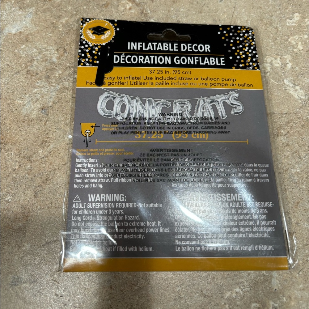 ✂️Silver Congrats Balloon Banner 37.25in. - New✂️